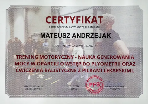 Certyfikat PFS Anatomia i fizjologia, Profi Fitness School
